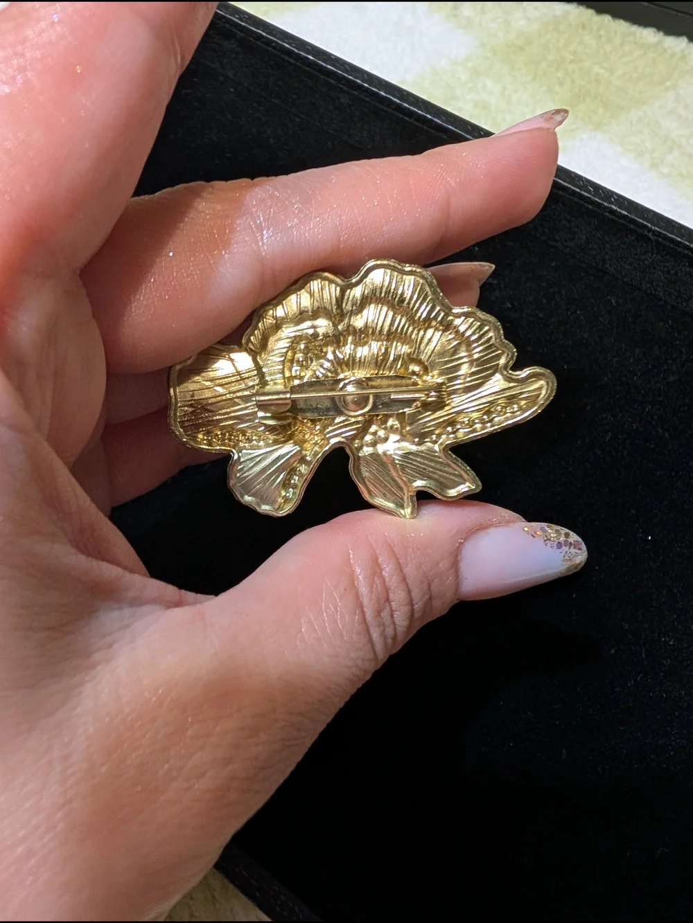 Elegant Pink Enamel Flower Brooch with Pearl and Crystals